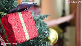 She Wanted two Dicks as Christmas Gift !!! Teen Cherry Adams in her first Male Threesome