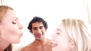 Stepmom Teaches Slutty Stepdaughter How To Properly Worship A Cock