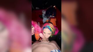 Girls surprised guy and sucked him off on boat