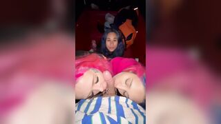 Girls surprised guy and sucked him off on boat