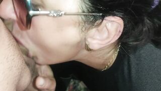 Please Don't Tell Anyone! Hot Stepmom MILF Sloppy Blowjob with Cum in Mouth to Help his Stepson