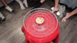 A GROUP OF HORNY GUYS CUM ON A COOKIE AND THE LOSER HAS TO EAT IT!!!