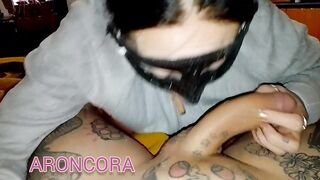 My husband's colleague gives me cock in my mouth and I lick all the cum off them