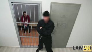 LAW4k. Pig-tailed cutie Cindy Shine gets in the cage