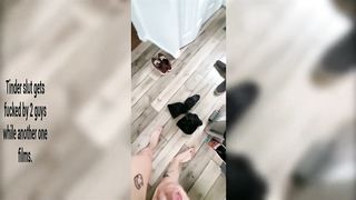 Tinder Slut get's Fucked MMF threesome