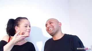 Cuckold Husband Joins First MMF Threesome with own German Wife