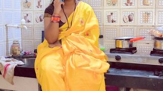 Part 1, Indian Stepmom got caught by stepson while taking to her boyfriend and got fucked