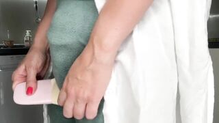 Horny Step Mother was caught by her Step Son and wanted to show him how she was masturbating big coc