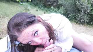 A Sexy Mature MILF Park Ranger Sucks And Fucks A Lost Hiker Till He Shoots his Load On Her Huge Tits