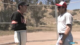 Fucking a hung guy is easier if two girls do it