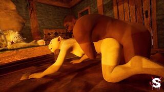 Lucky man is visited by two tigress girls who make him cum inside their wet pussies in Wild Life sex