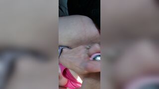 Naughty MILF getting herself off in the back of the minivan