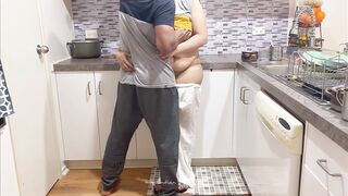 Big Booty Desi Woman Pleasured by Friend's Husband in Kitchen - Loud Kissing and Moaning